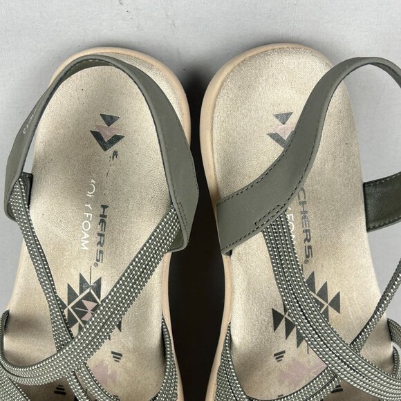 Skechers Reggae Slim Stretch Sandals Womens 8 Gray Taupe Comfort Casual - Picture 8 of 10